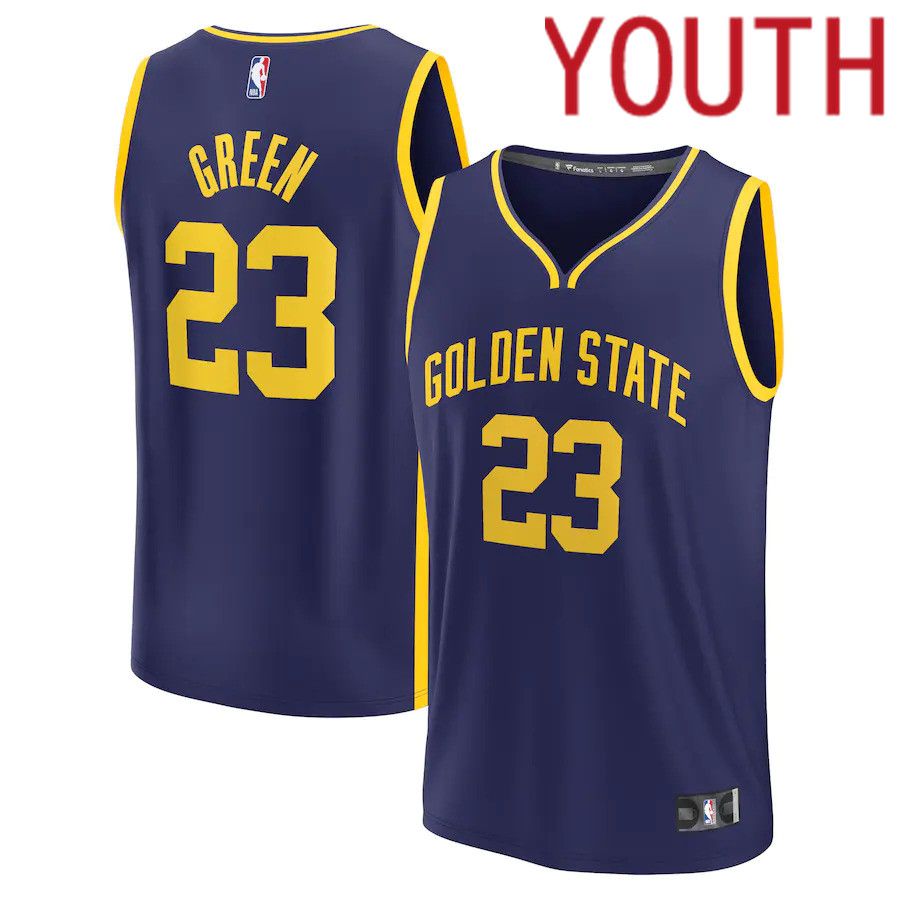 Youth Golden State Warriors 23 Draymond Green Fanatics Branded Navy Statement Edition 2022-23 Fast Break Player NBA Jersey